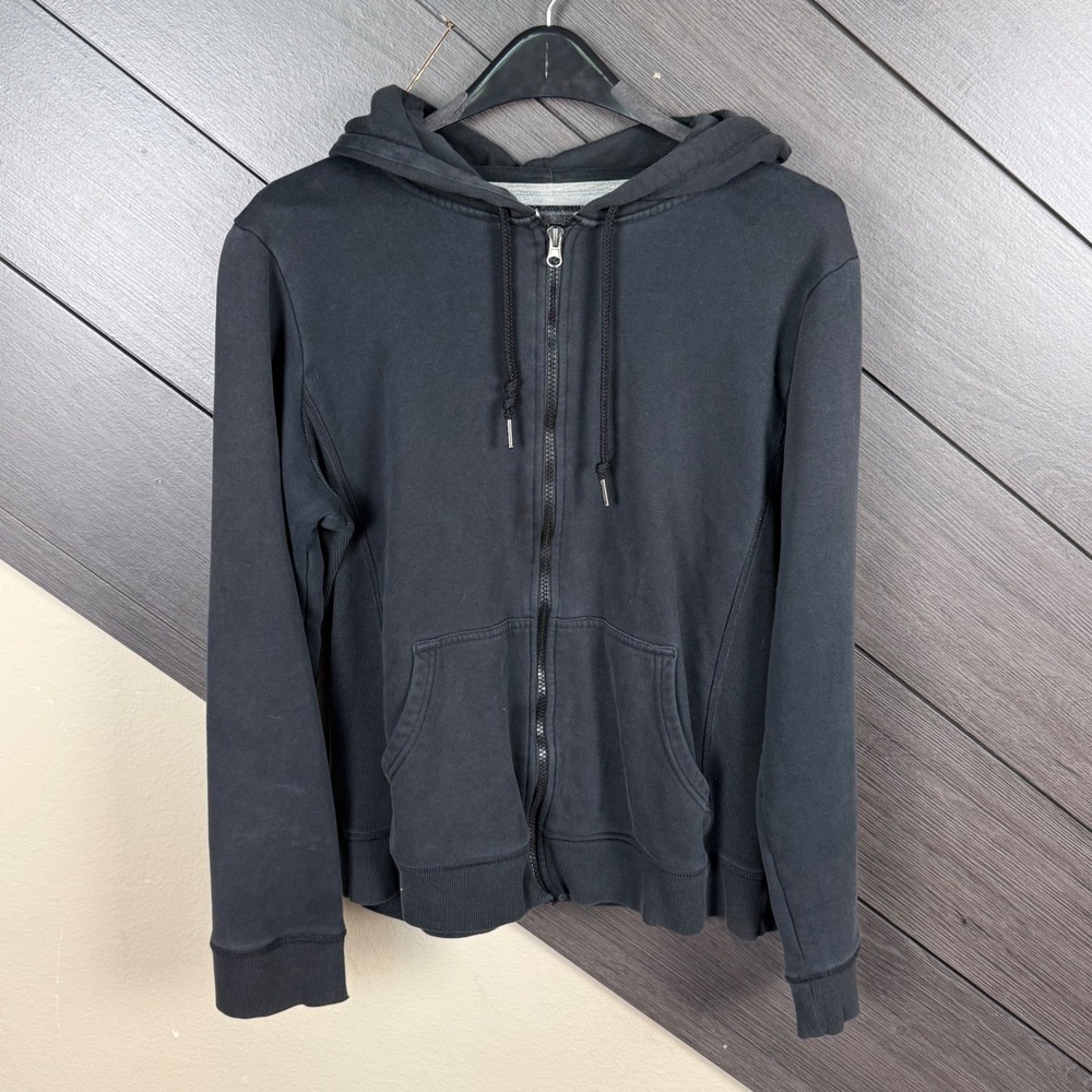 Champion Women's Heritage Full Zip Hoodie Large Black Fitted Sweatshirt Y2K
